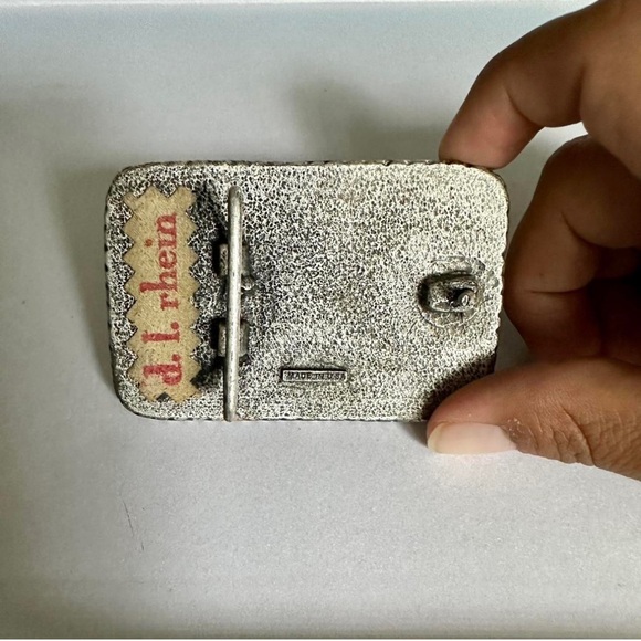 Vintage Leather Pewter D. L. Rhein Belt Buckle Made in USA - Picture 2 of 4